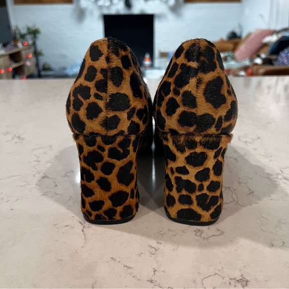 CROWN & IVY Calf Hair Leopard Print Mary Jane Block Heels Pointy Toe Size 7.5 - Picture 4 of 10